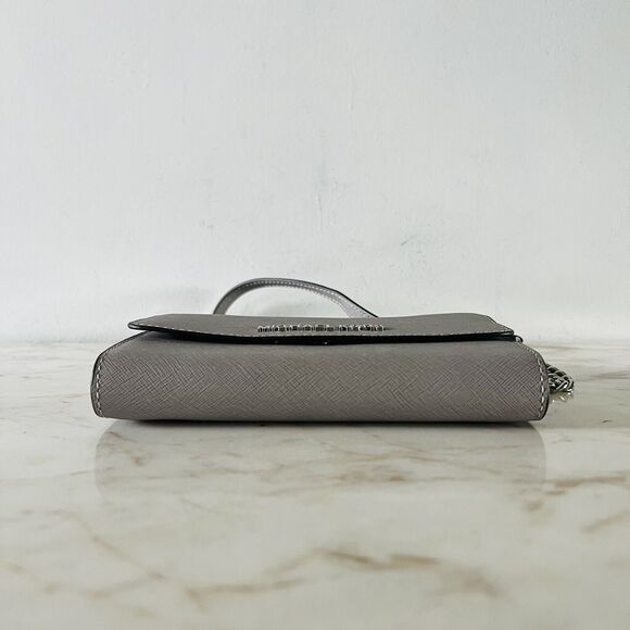 MICHAEL KORS Jet Set Travel Pearl Grey Leather Phone Crossbody Bag - Picture 4 of 10